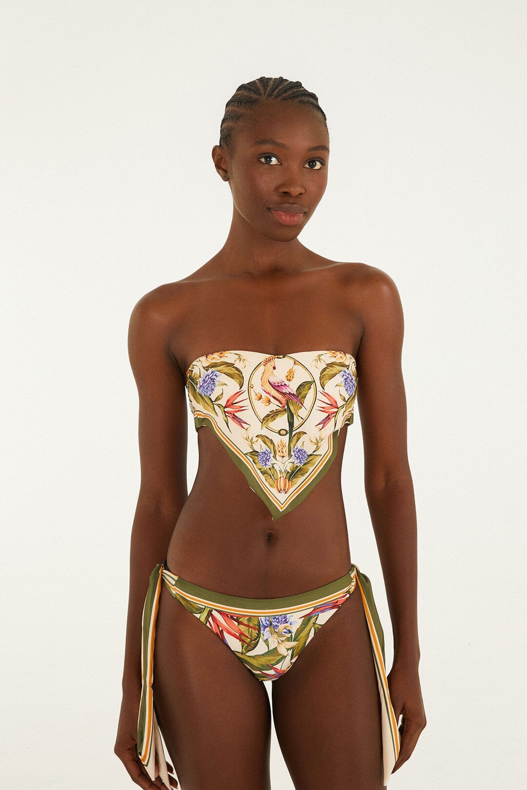 Haut de bikini court strelitzia rose pâle