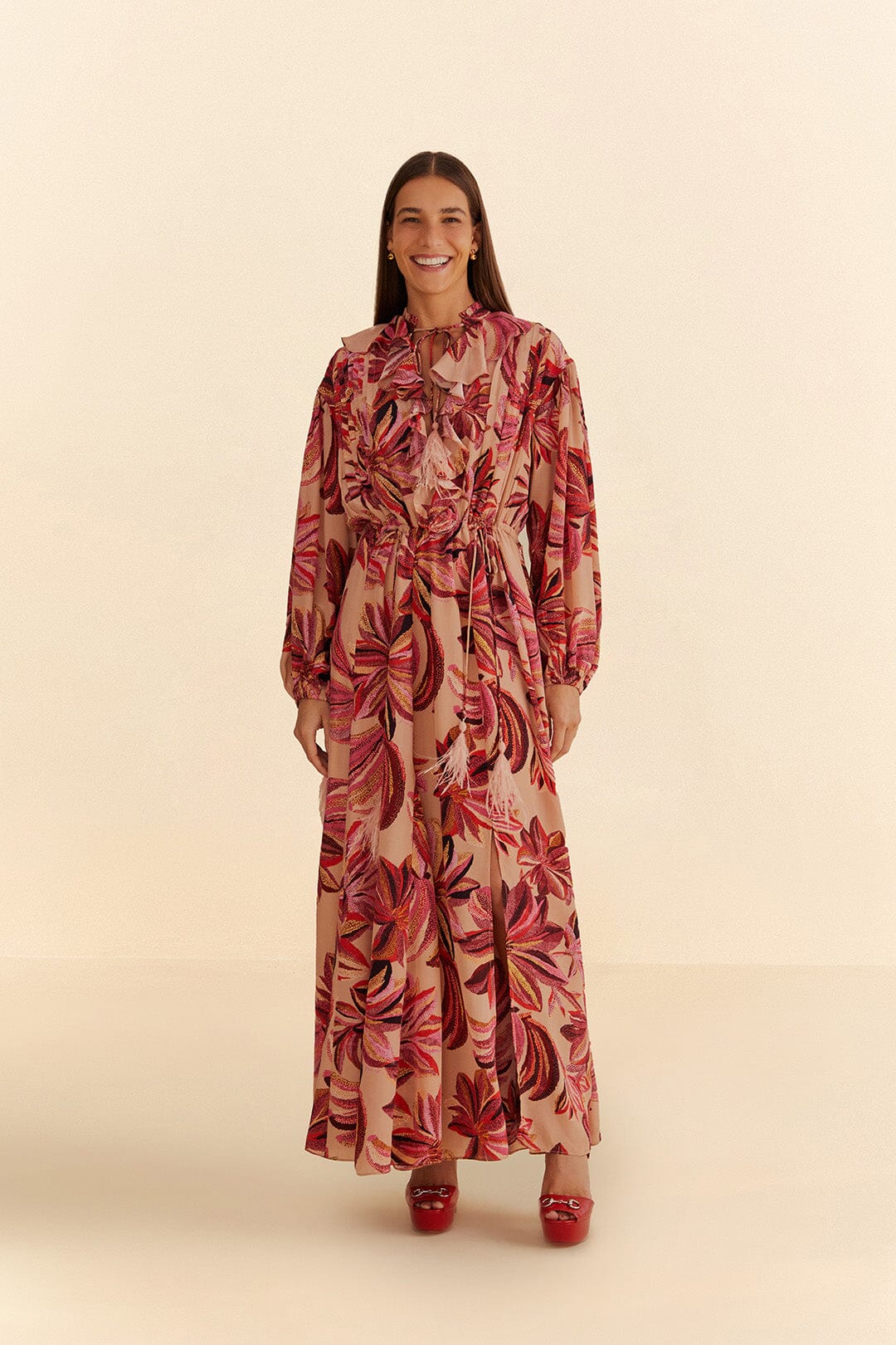 Floral Tapestry V Neck Maxi Dress FARM Rio Floral Tapestry V Neck Maxi Dress FARM Rio