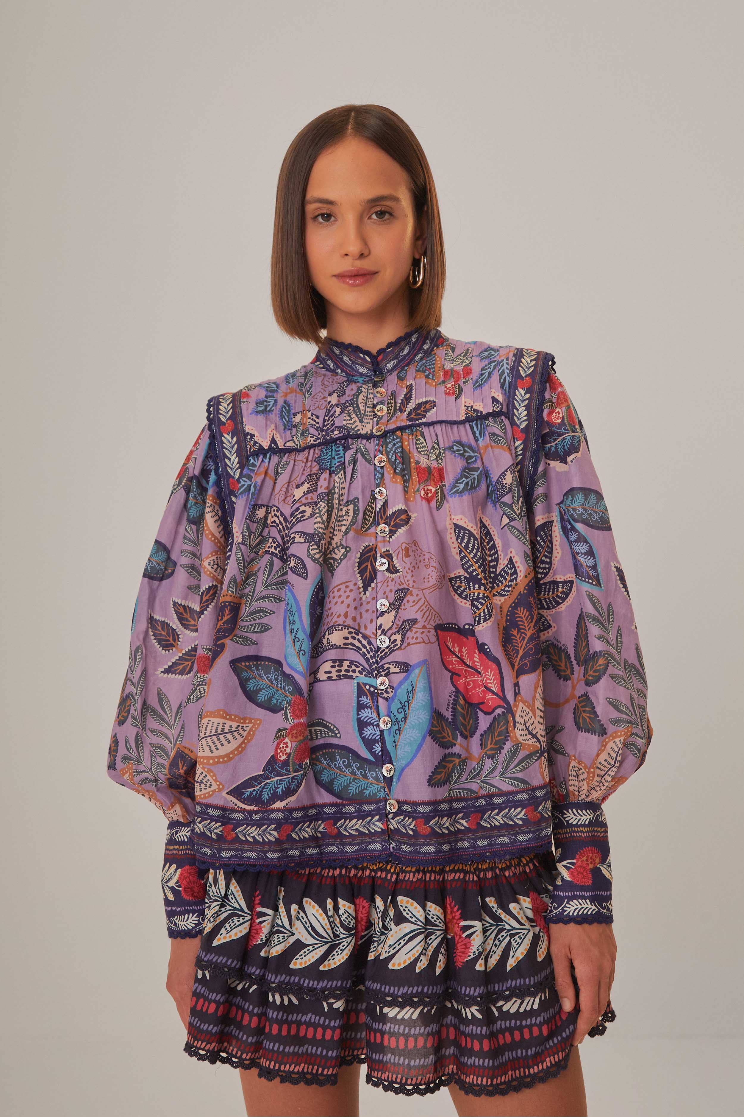 Lavender Wild Night Long Sleeve Blouse FARM Rio