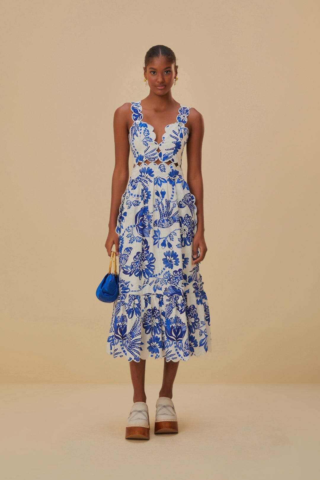 Off-White Flowerful Birds Lenzing Ecovero Euroflax Midi Dress FARM Rio Off-White Flowerful Birds Lenzing Ecovero Euroflax Midi Dress FARM Rio