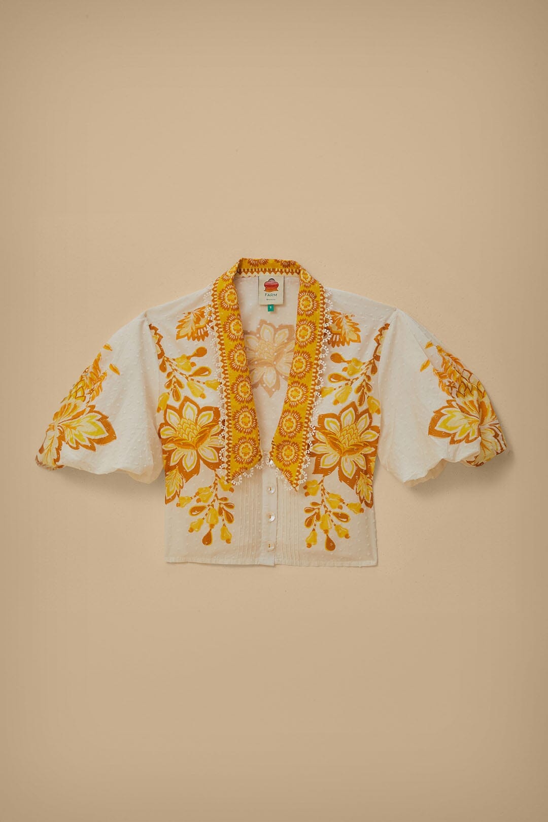 Blouse fleurie Aura blanc cassé