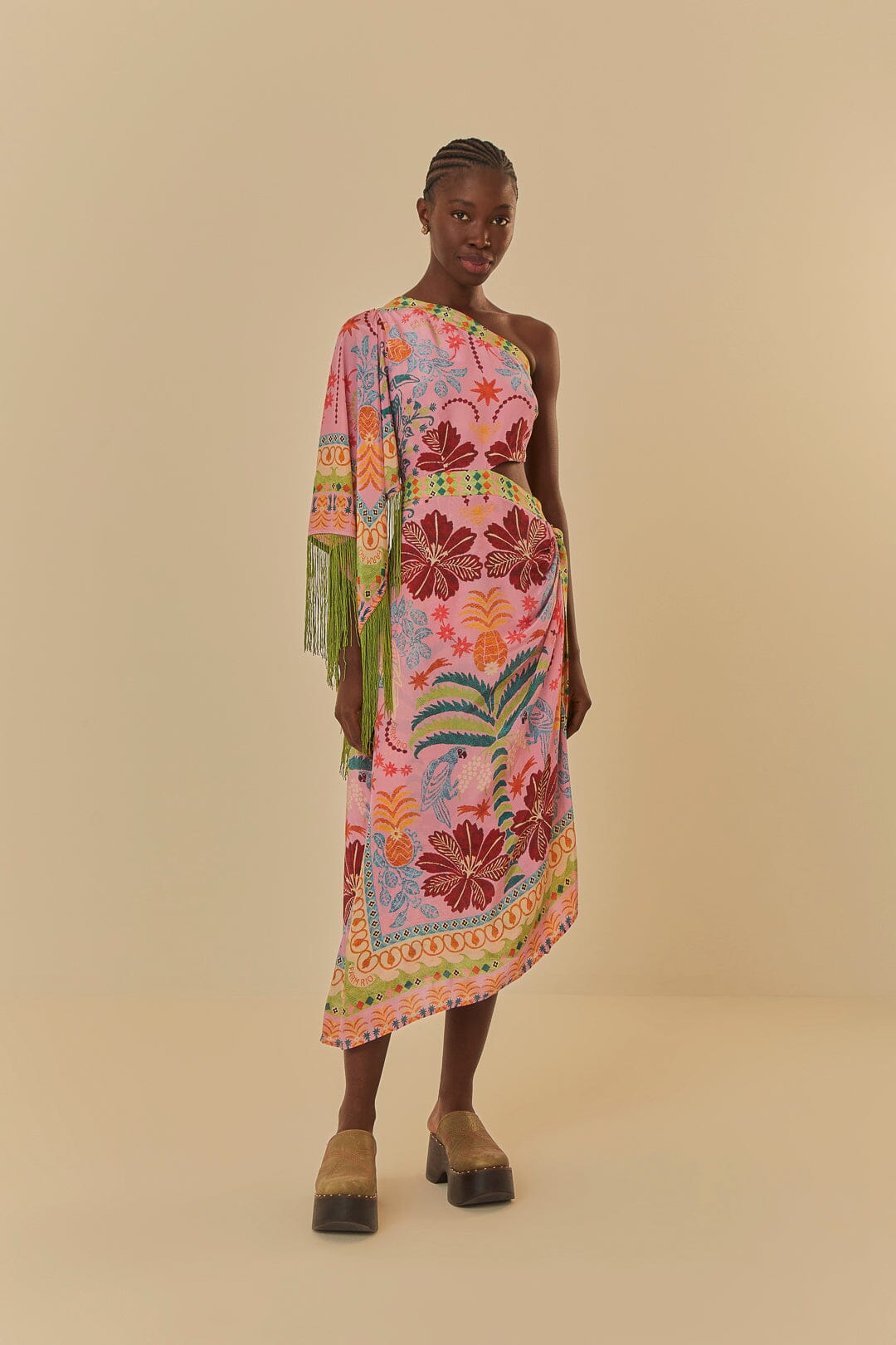 one shoulder scarf print dress TCEC ONE SHOULDER SCARF MINI DRESS