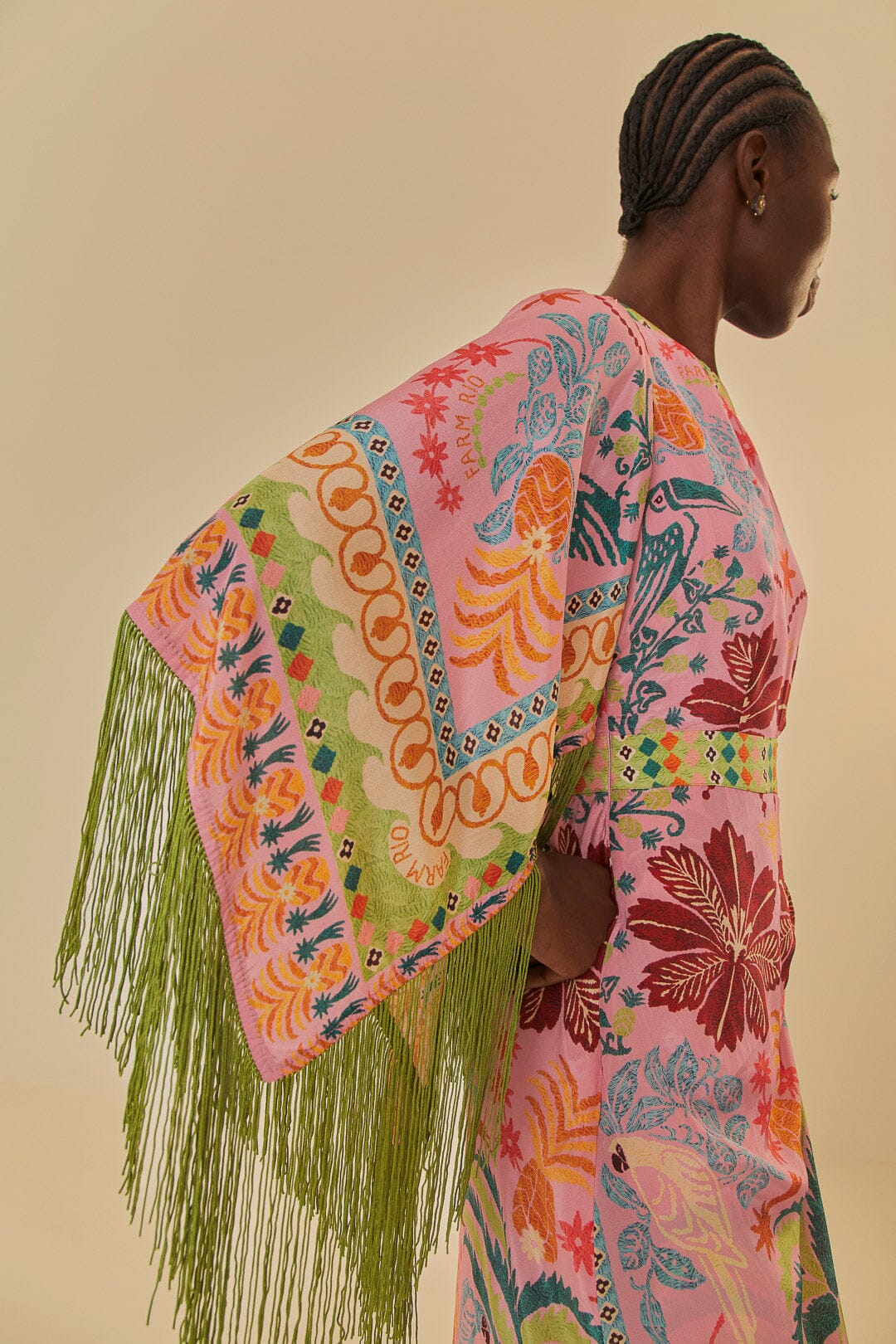 Pink Fruits Queen Scarf One Shoulder Maxi Dress