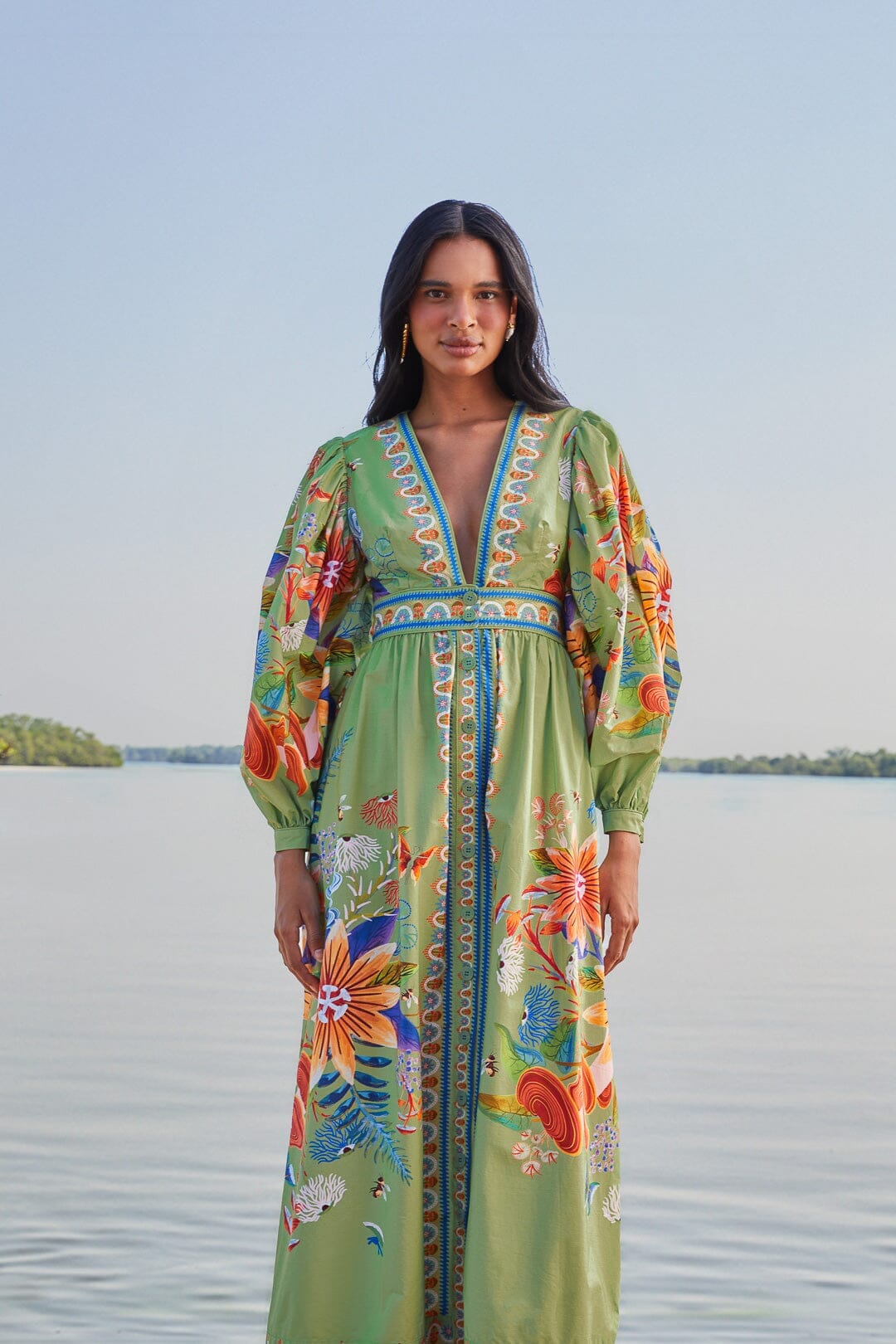 Green Bright Yard Maxi Dress FARM Rio Green Bright Yard Maxi Dress FARM Rio