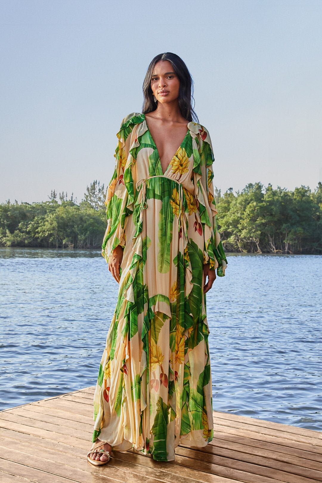 Beige Fresh Bananas Maxi Dress FARM Rio Beige Fresh Bananas Maxi Dress FARM Rio