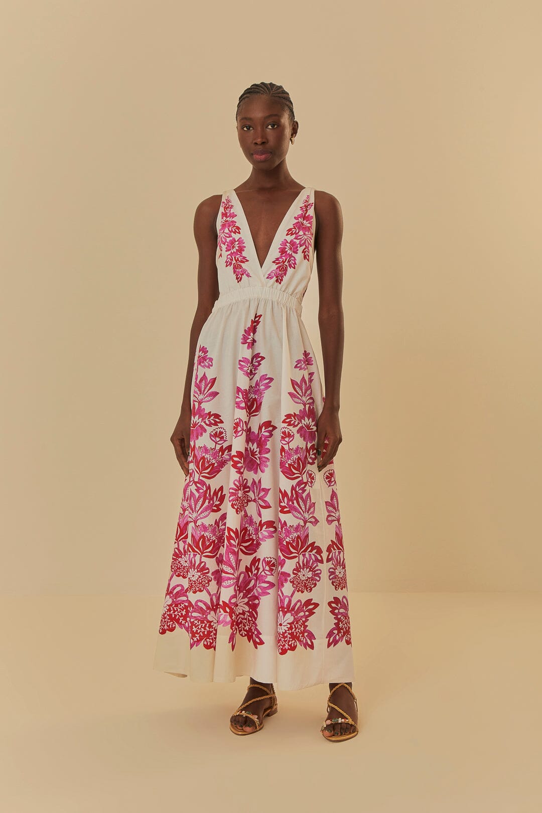 farm rio flowerful birds midi dress Farm Rio Flowerful Birds Linen-blend Midi Dress