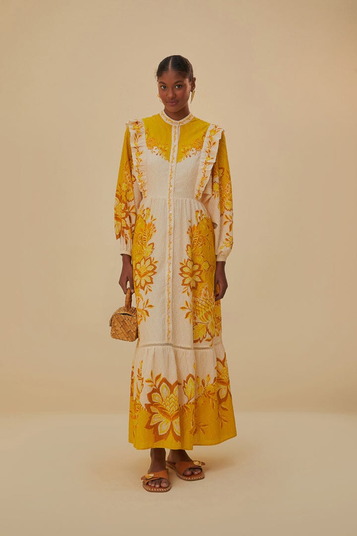 Aura Cream Floral Maxi Dress FARM Rio Aura Cream Floral Maxi Dress FARM Rio