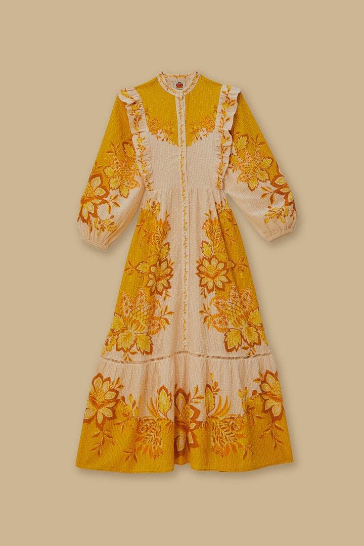 Robe longue fleurie crème Aura