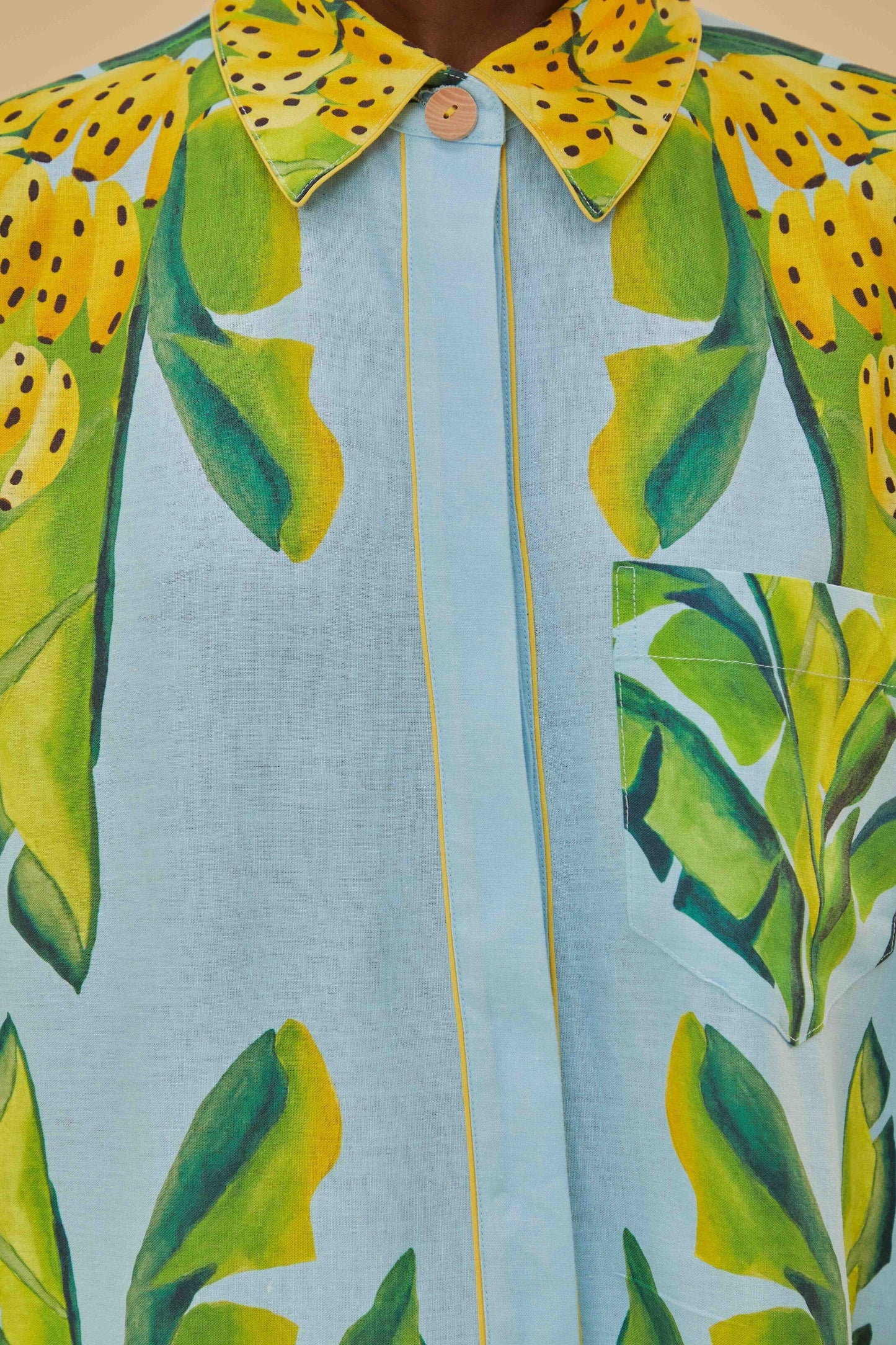 Écharpe bleue à feuillage d'été Chemise LENZING™ ECOVERO™ Euroflax™