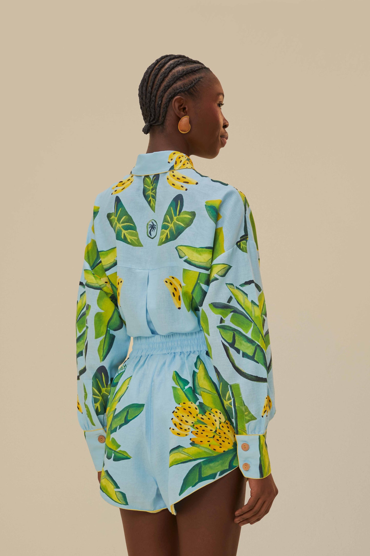 Écharpe bleue à feuillage d'été Short LENZING™ ECOVERO™ Euroflax™