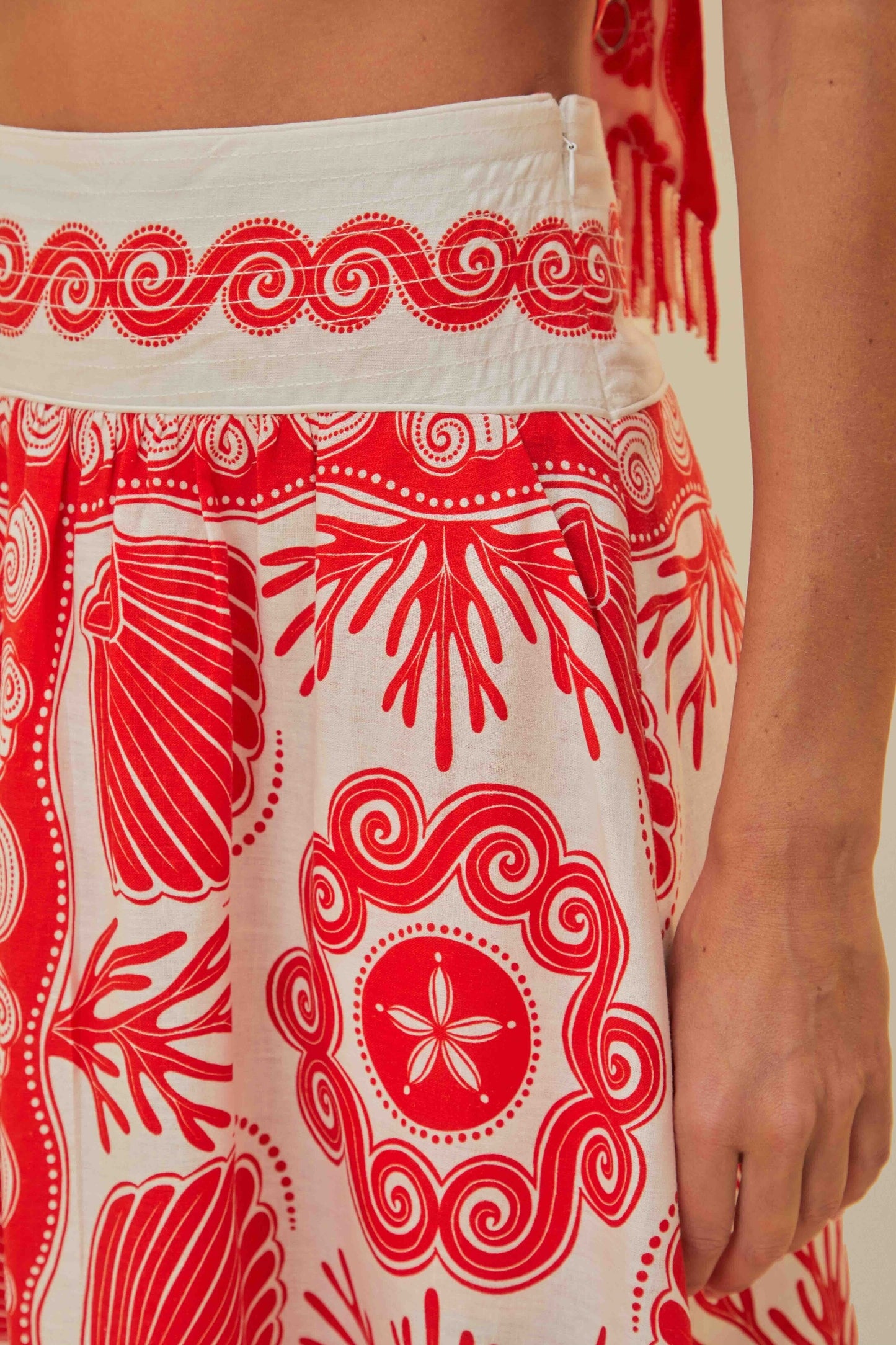 Jupe longue rouge Ainika Shell LENZING™ ECOVERO™ Euroflax™