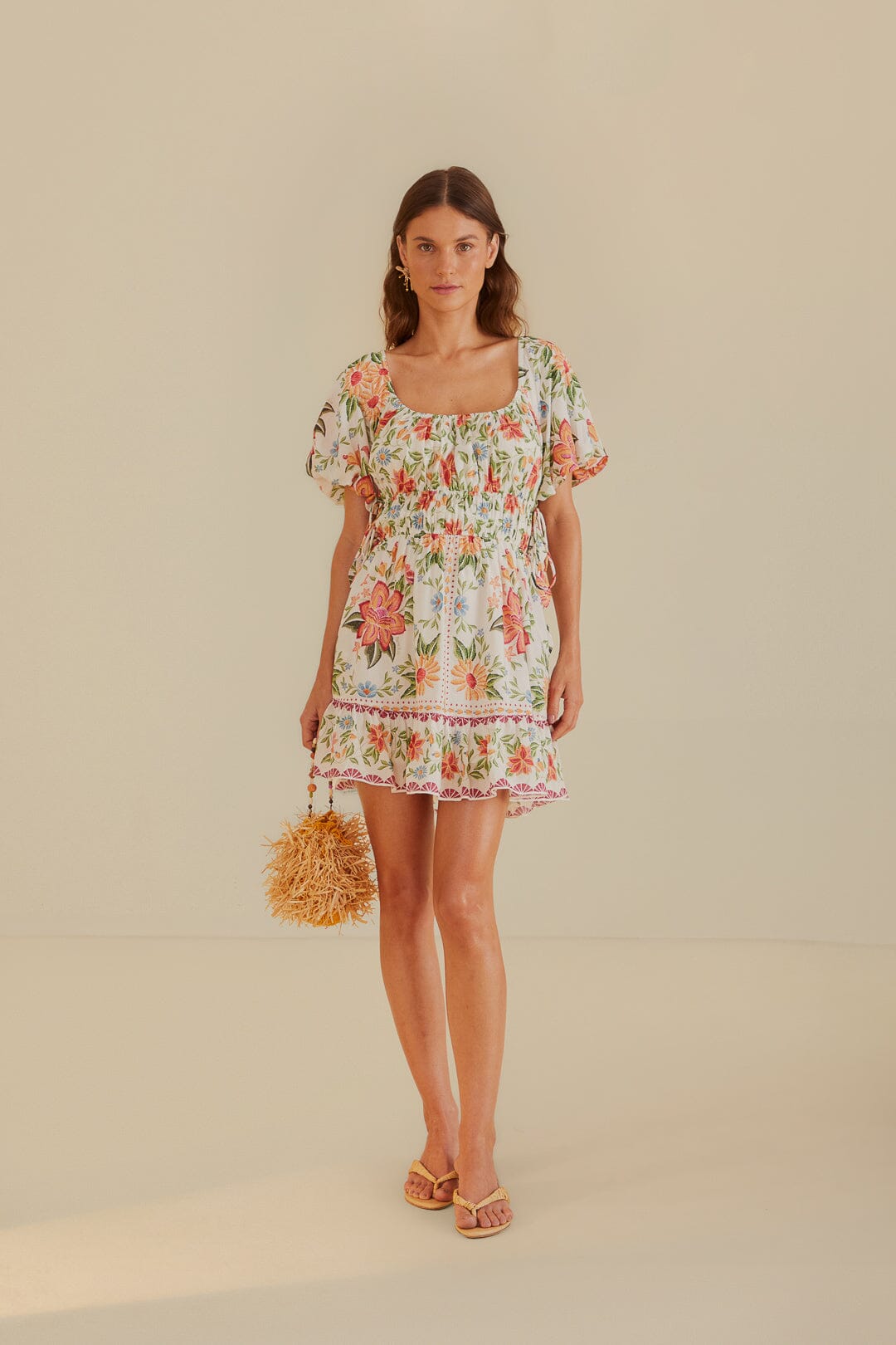Off-White Bloom Garden Mini Dress FARM Rio Off-White Bloom Garden Mini Dress FARM Rio