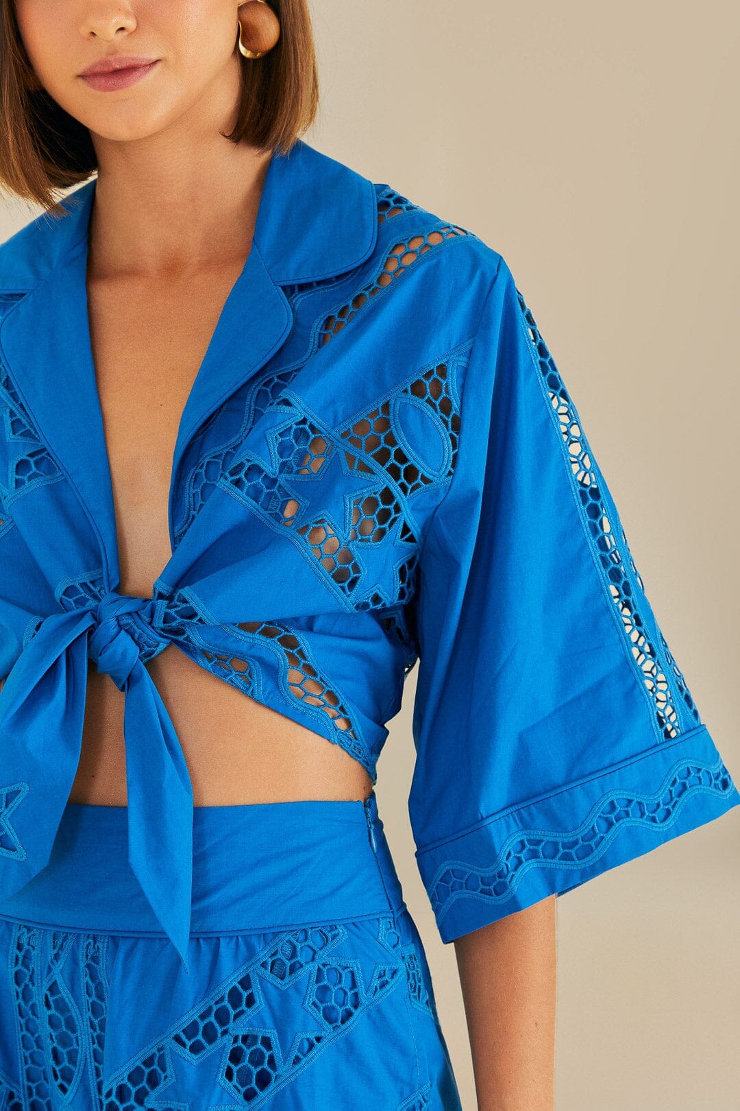 Chemisier à manches longues Richelieu rayé bleu