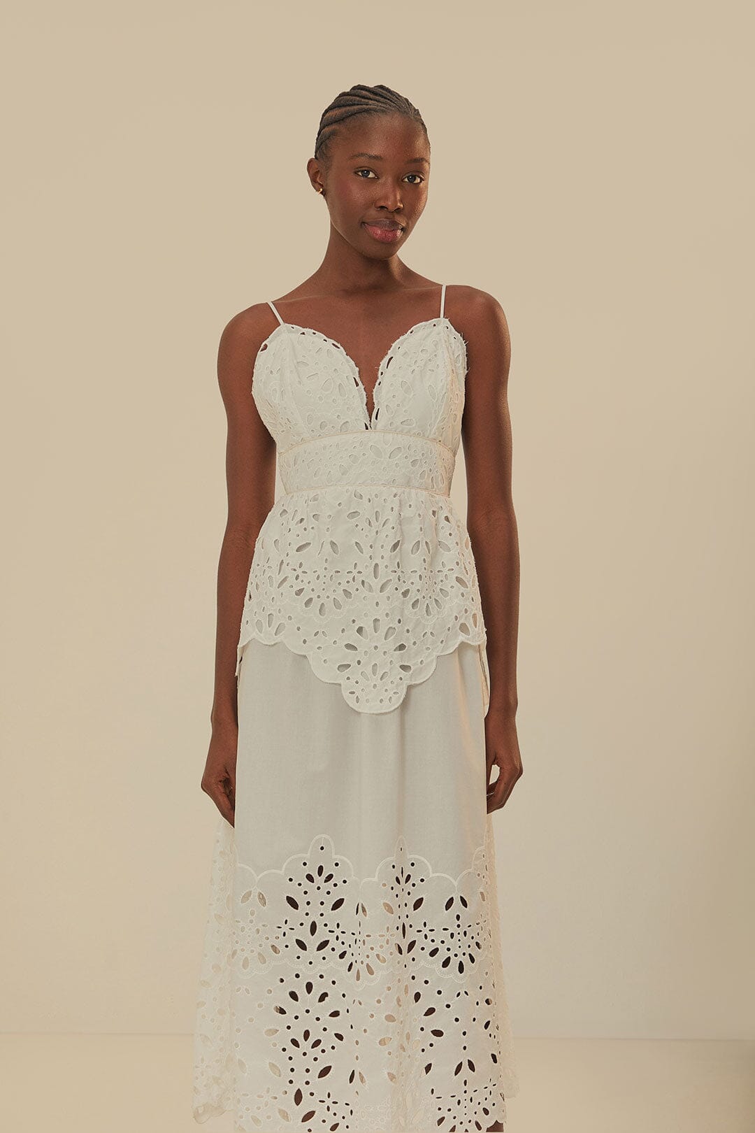 White Laise Sleeveless Maxi Dress FARM Rio White Laise Sleeveless Maxi Dress FARM Rio