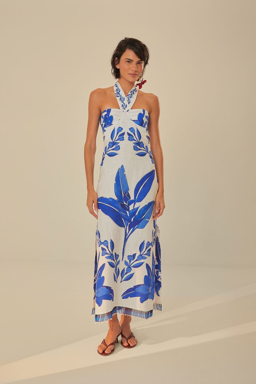 Off-White Blue Yard Sleeveless Maxi Dress – FARM Rio