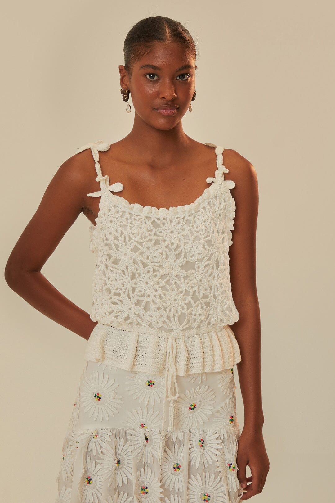 White Flowers Crochet Top – FARM Rio
