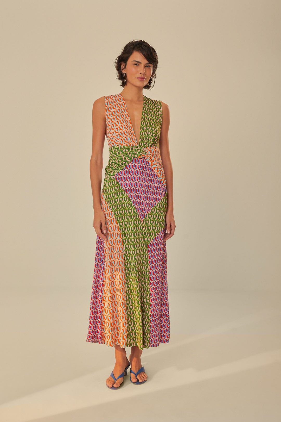 Mixed Cashew Knot Maxi Dress FARM Rio Mixed Cashew Knot Maxi Dress FARM Rio