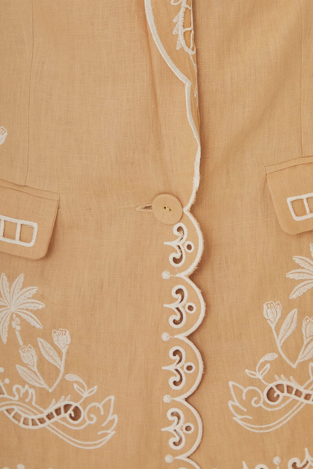 Blazer en lin de qualité supérieure Euroflax™ brodé kaki