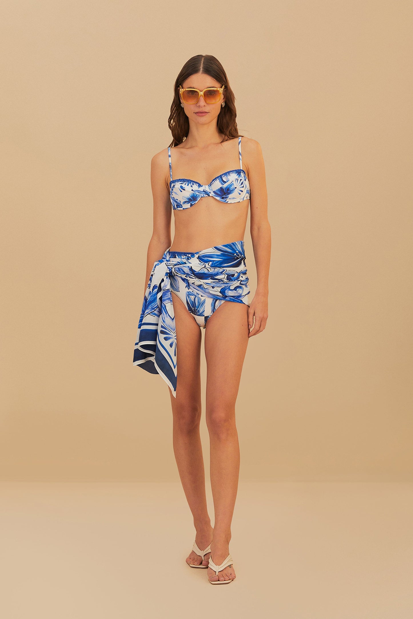 Paréo en carreaux de jardin blanc cassé