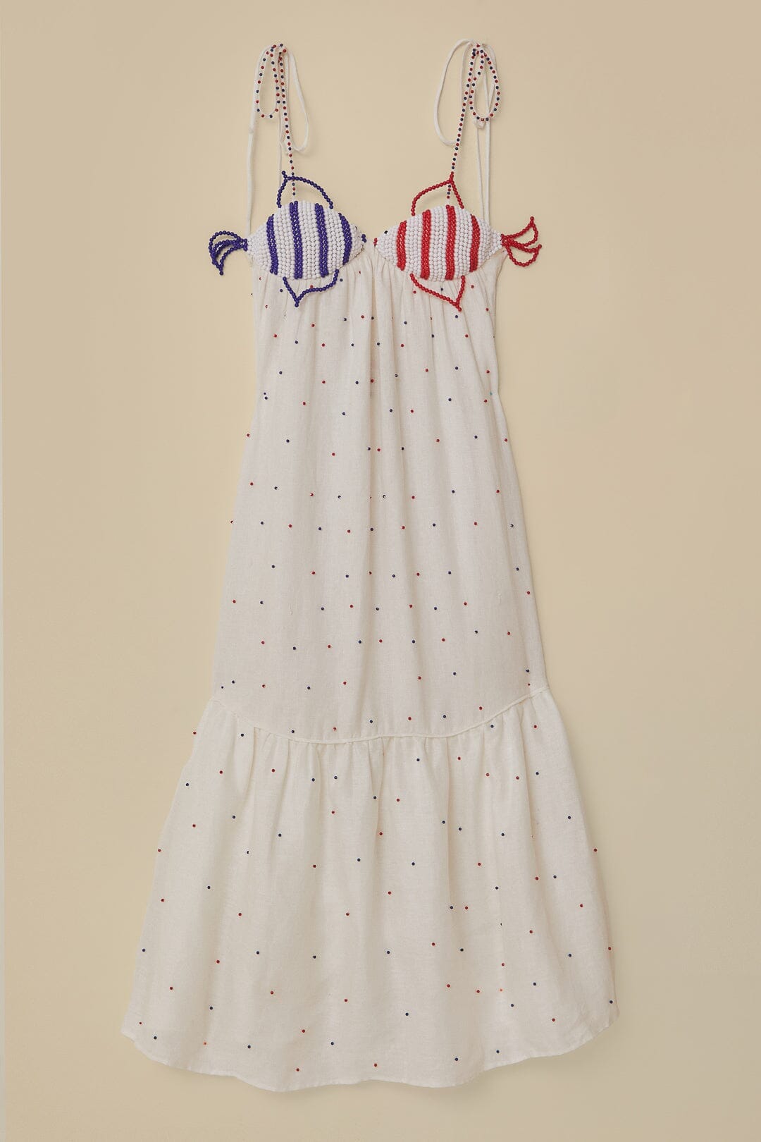 White Beaded Fishes Sleeveless Maxi Dress