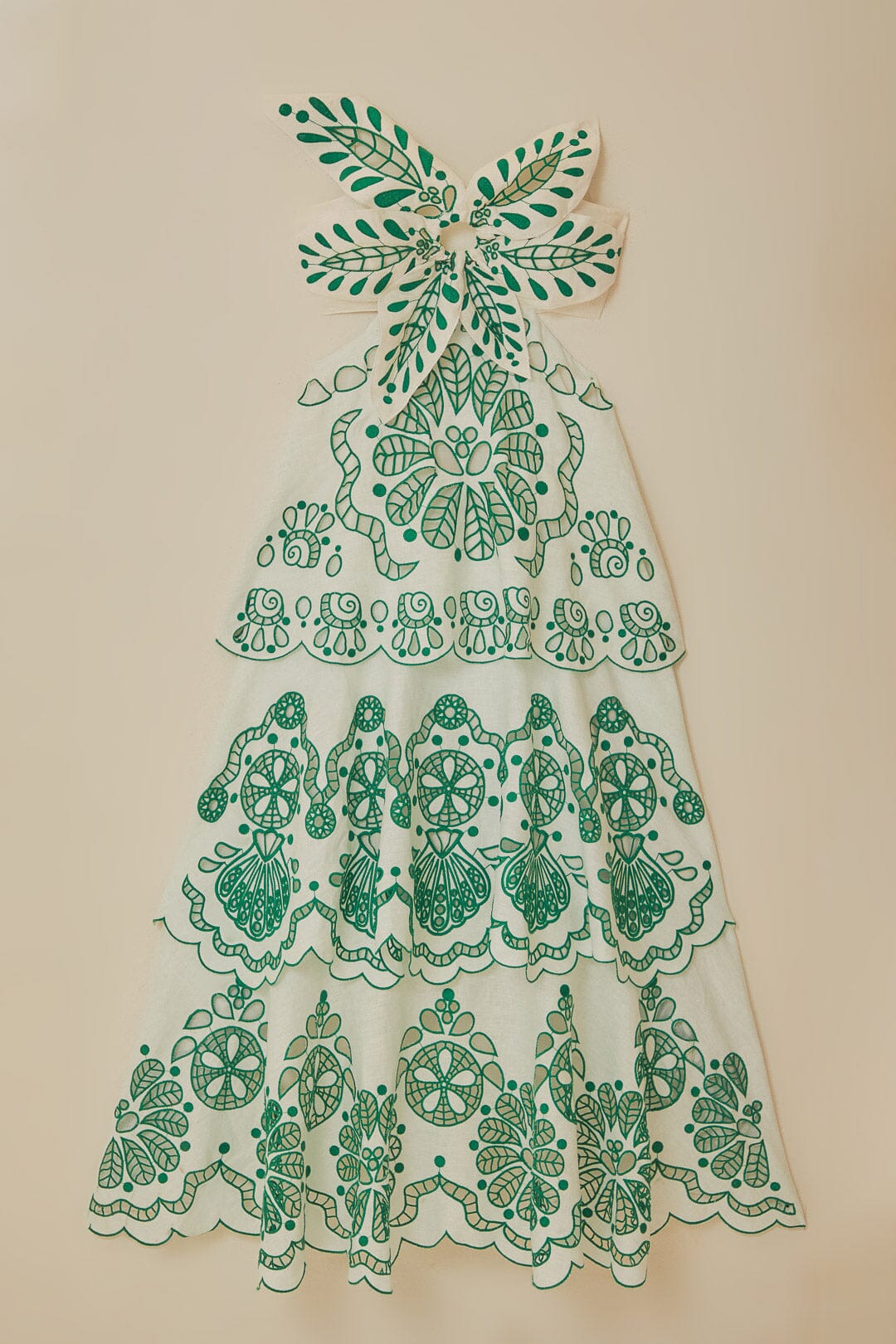 Robe midi en lin de qualité supérieure Richelieu Euroflax™ à fleurs blanc cassé