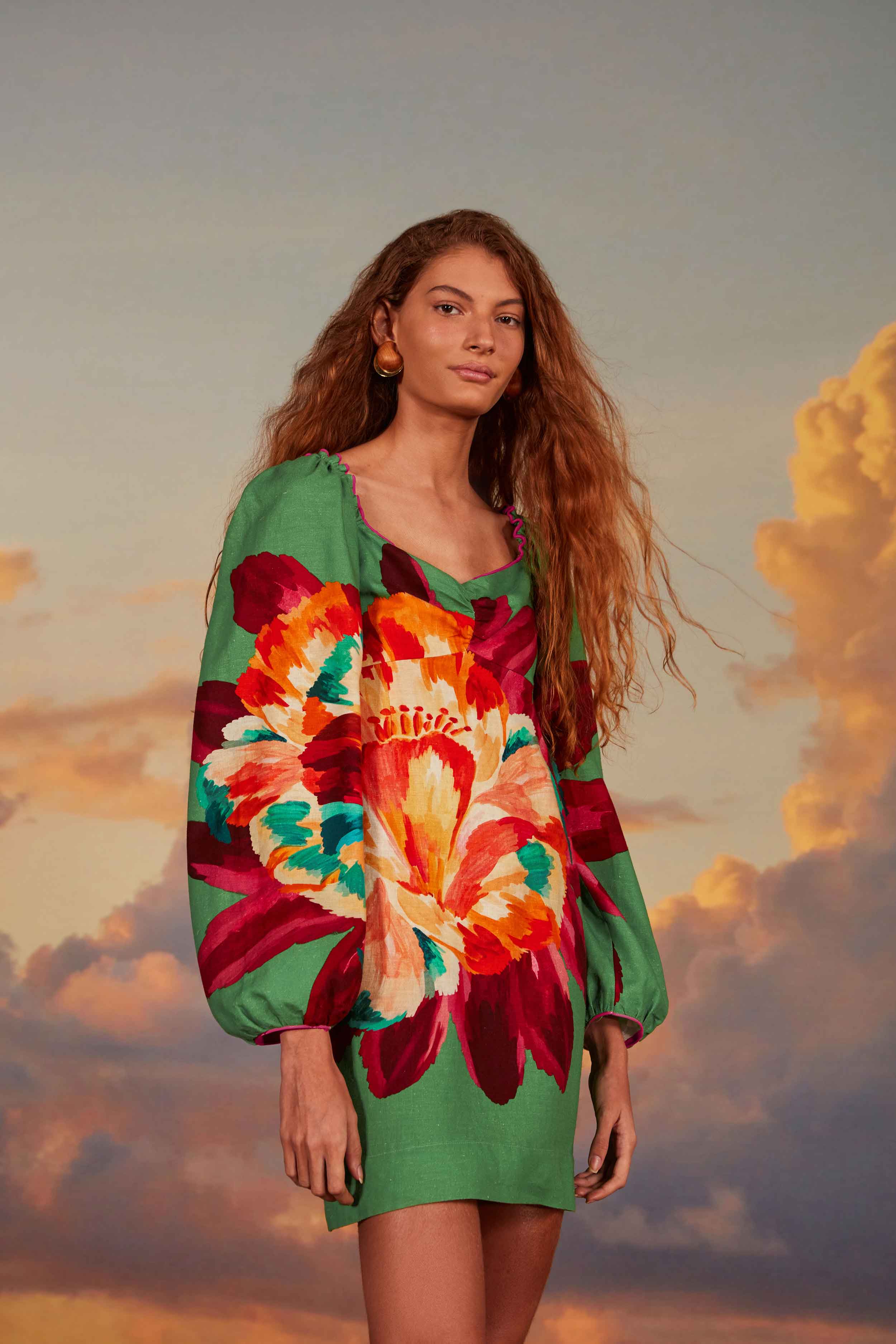 Green Tropicart Mini Dress FARM Rio Green Tropicart Mini Dress FARM Rio