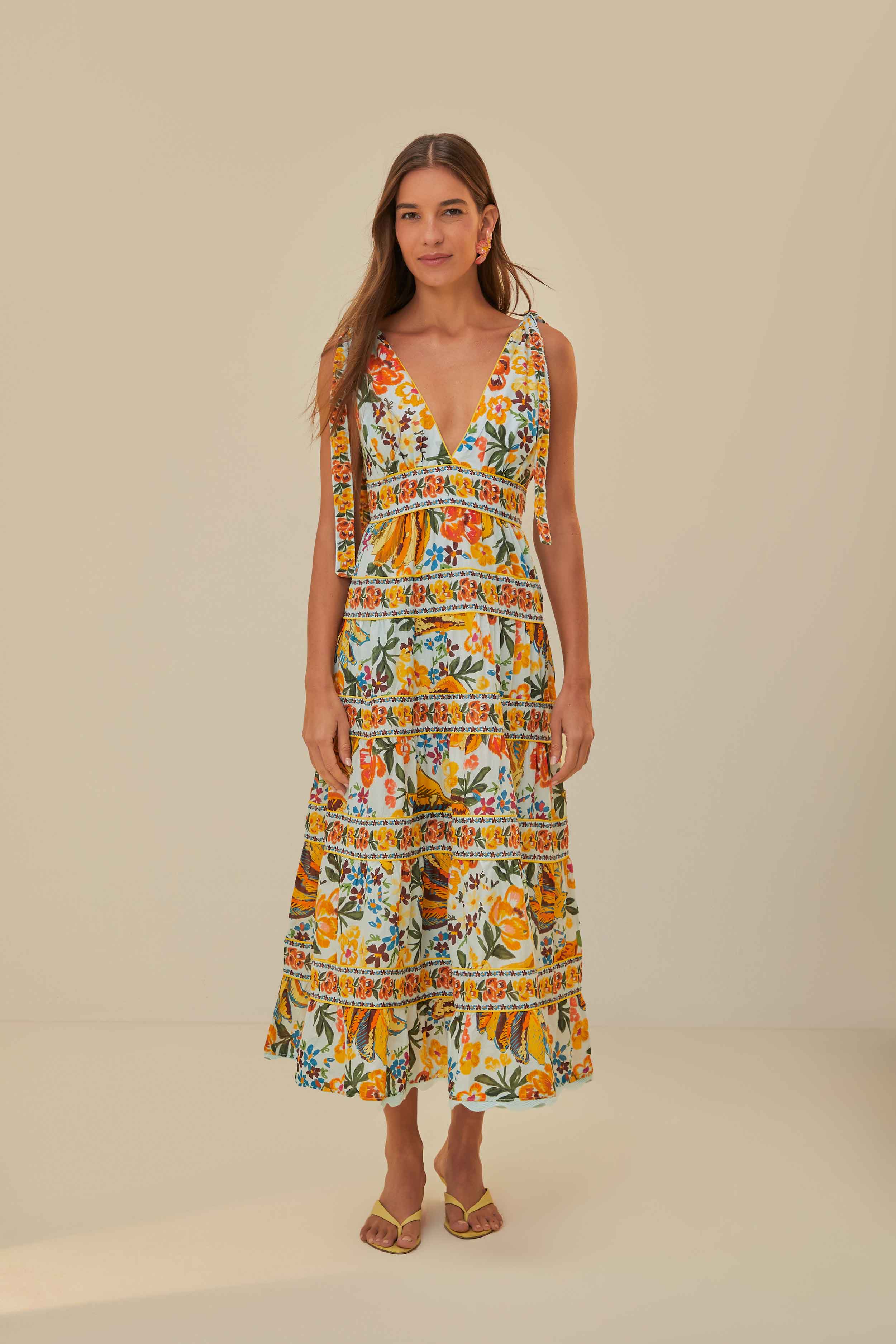 Blue Spring Bananas Midi Dress FARM Rio Blue Spring Bananas Midi Dress FARM Rio