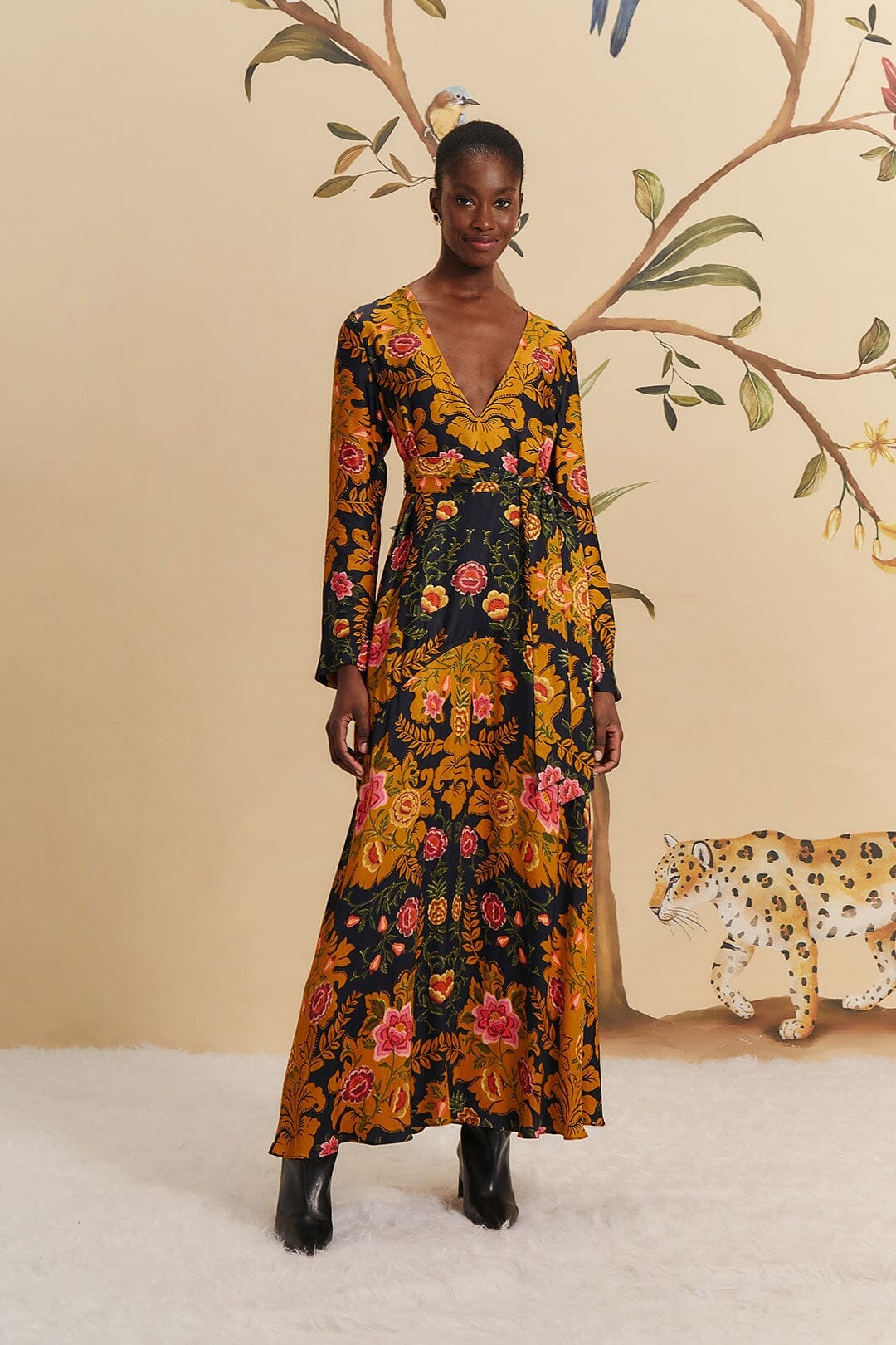 Black Arabesque Floral Maxi Dress FARM Rio Black Arabesque Floral Maxi Dress FARM Rio
