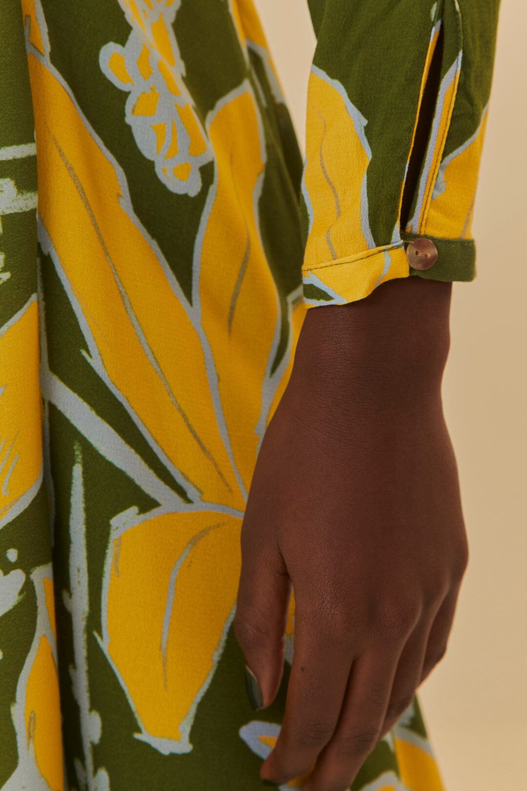 Foliage Sketch Green V Neck Maxi Dress