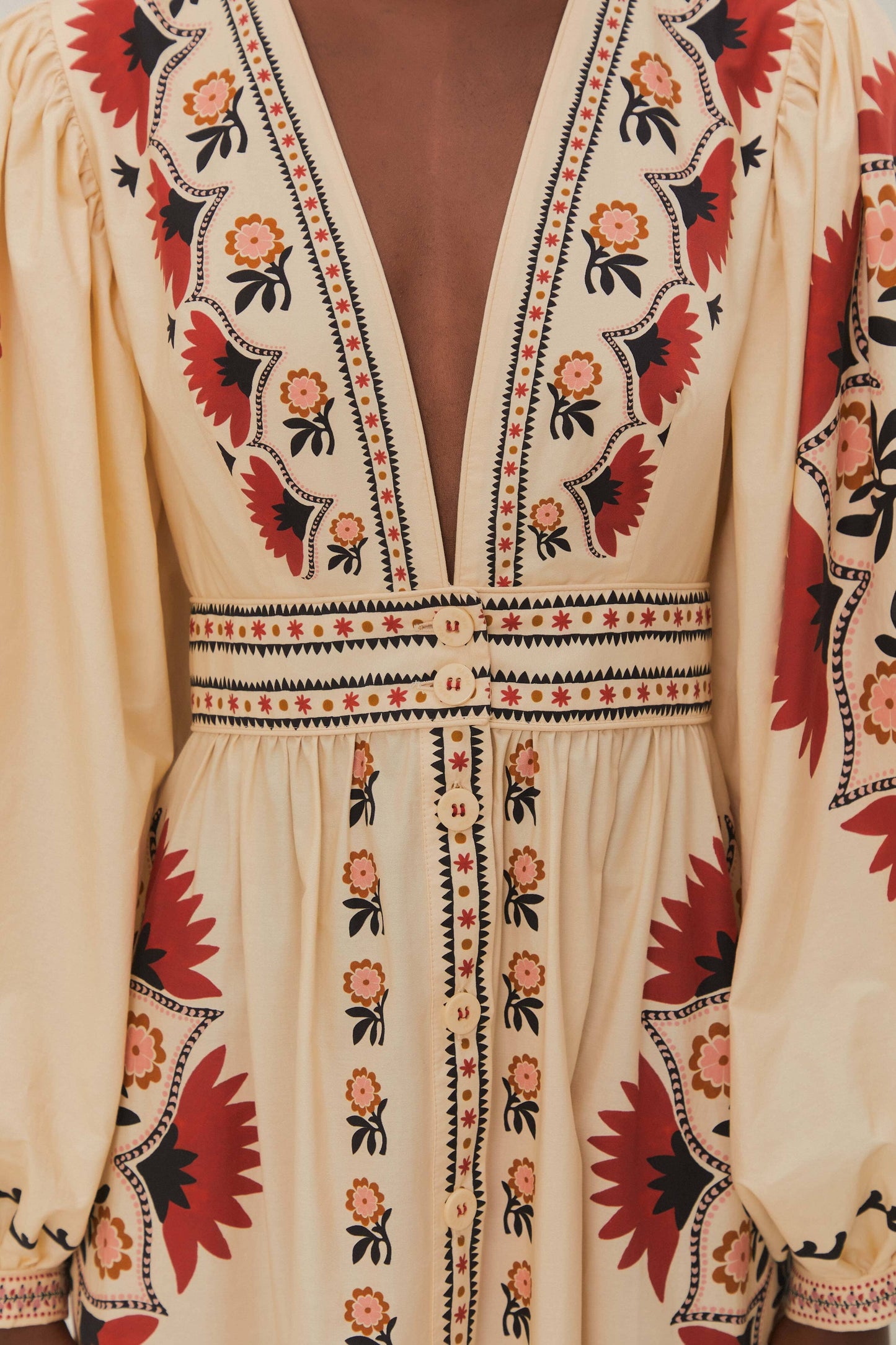 Robe longue mandala crème cajou