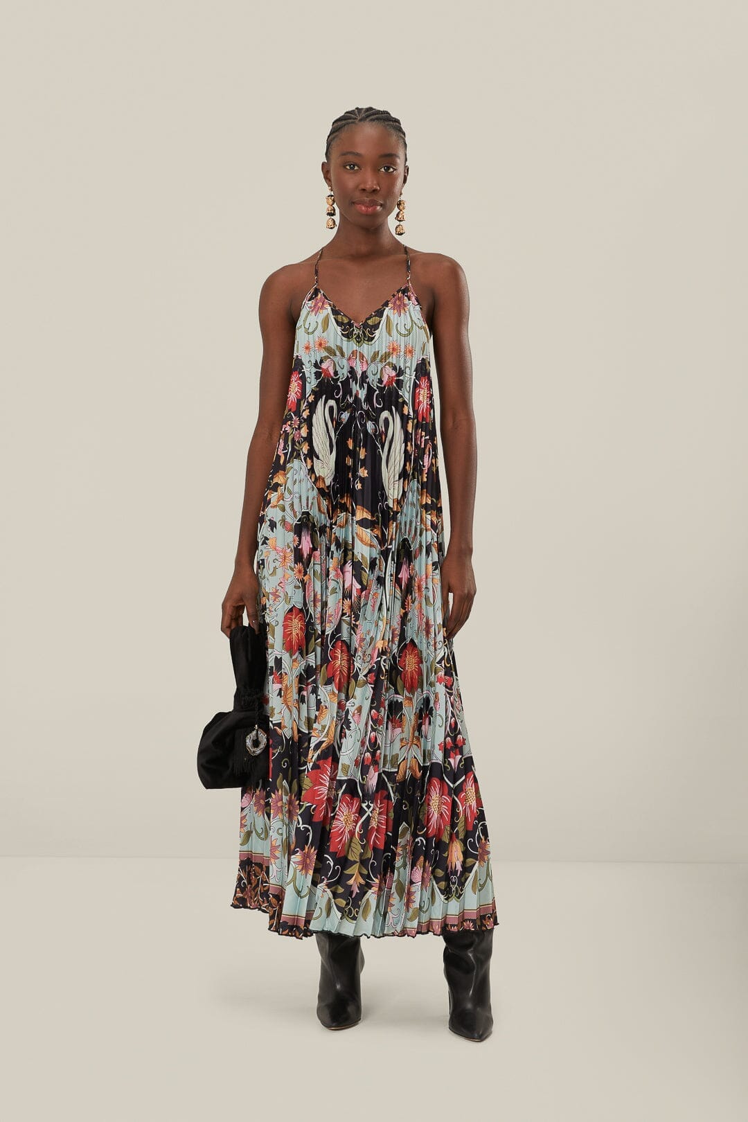 blue flowing beauty pleated sleeveless midi dress Blue Flowing Beauty Pleated Sleeveless Midi Dress In Flowing Beauty Blue