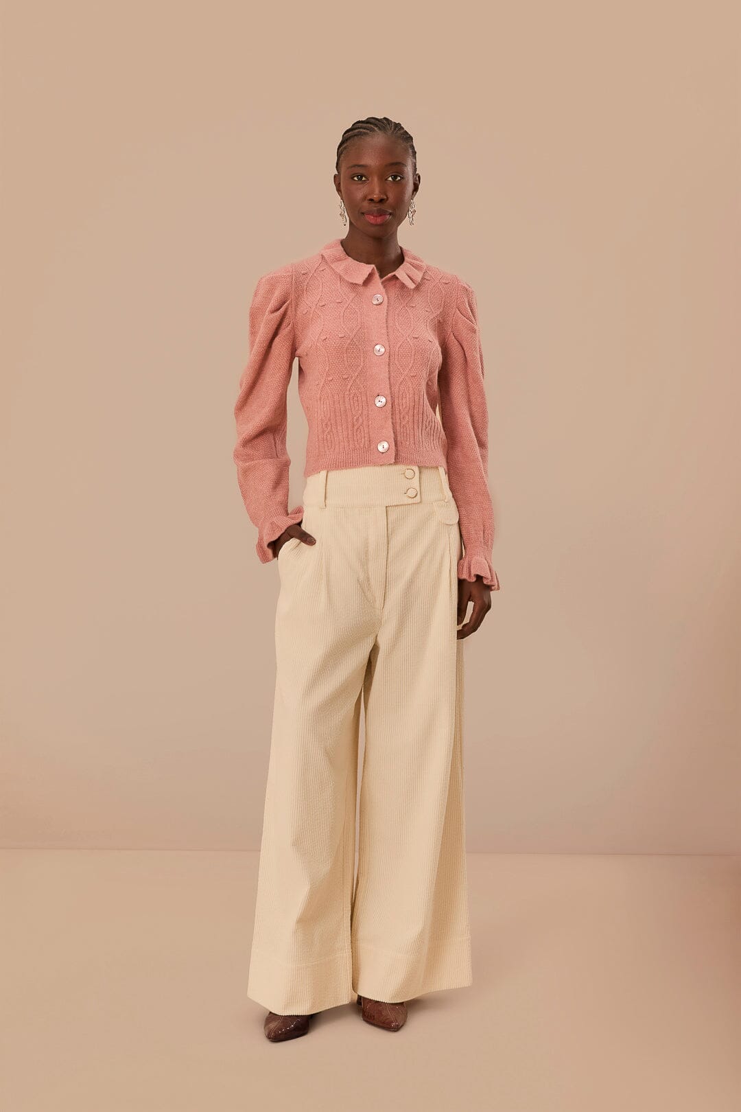 Off-White Double Waistband Pants FARM Rio Off-White Double Waistband Pants FARM Rio