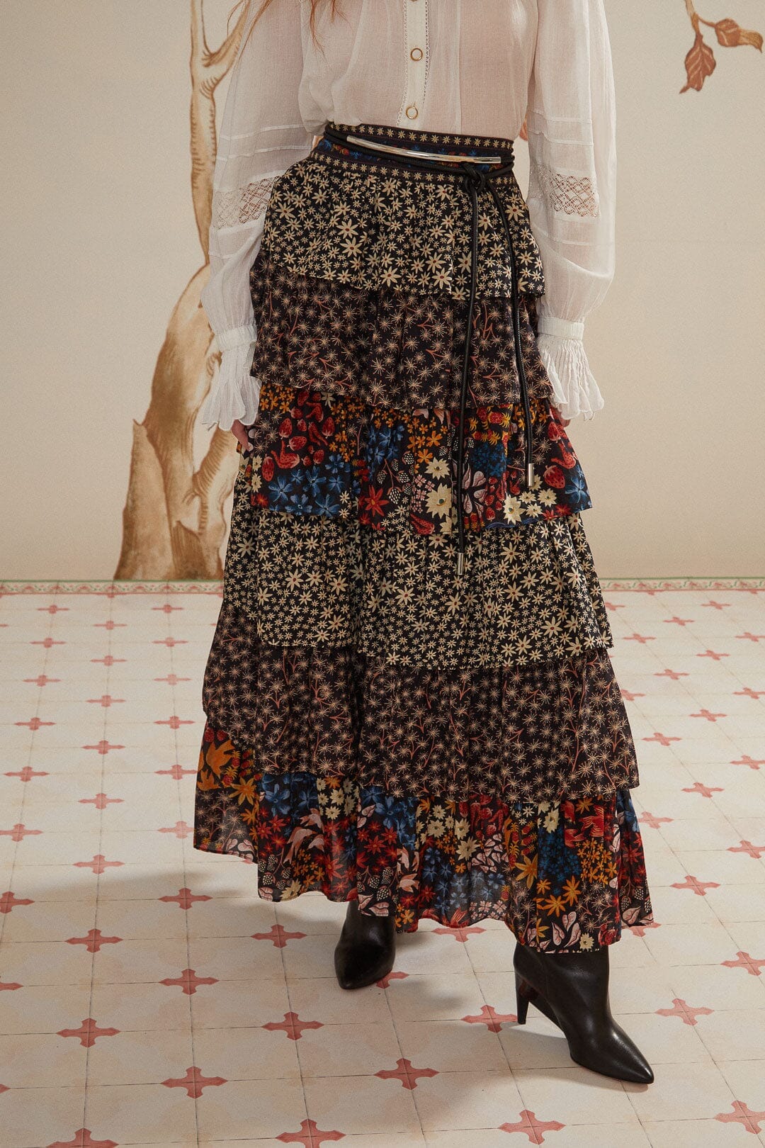 Jupe mi-longue noire Jujus Garden