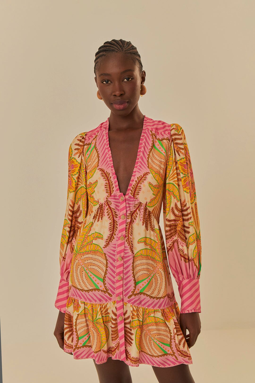 Sand Palm Scarf Mini Dress FARM Rio Sand Palm Scarf Mini Dress FARM Rio