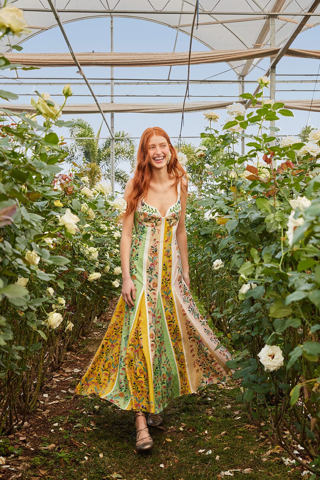 Multicolor Delicate Floral Stripes Maxi Dress FARM Rio Multicolor Delicate Floral Stripes Maxi Dress FARM Rio