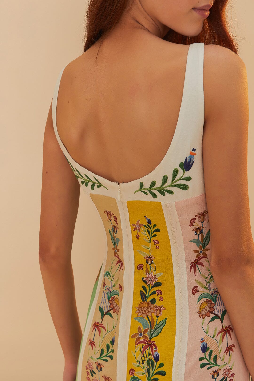 Multicolor Delicate Floral Stripes Lenzing™ Ecovero™ Euroflax™ Maxi Dress