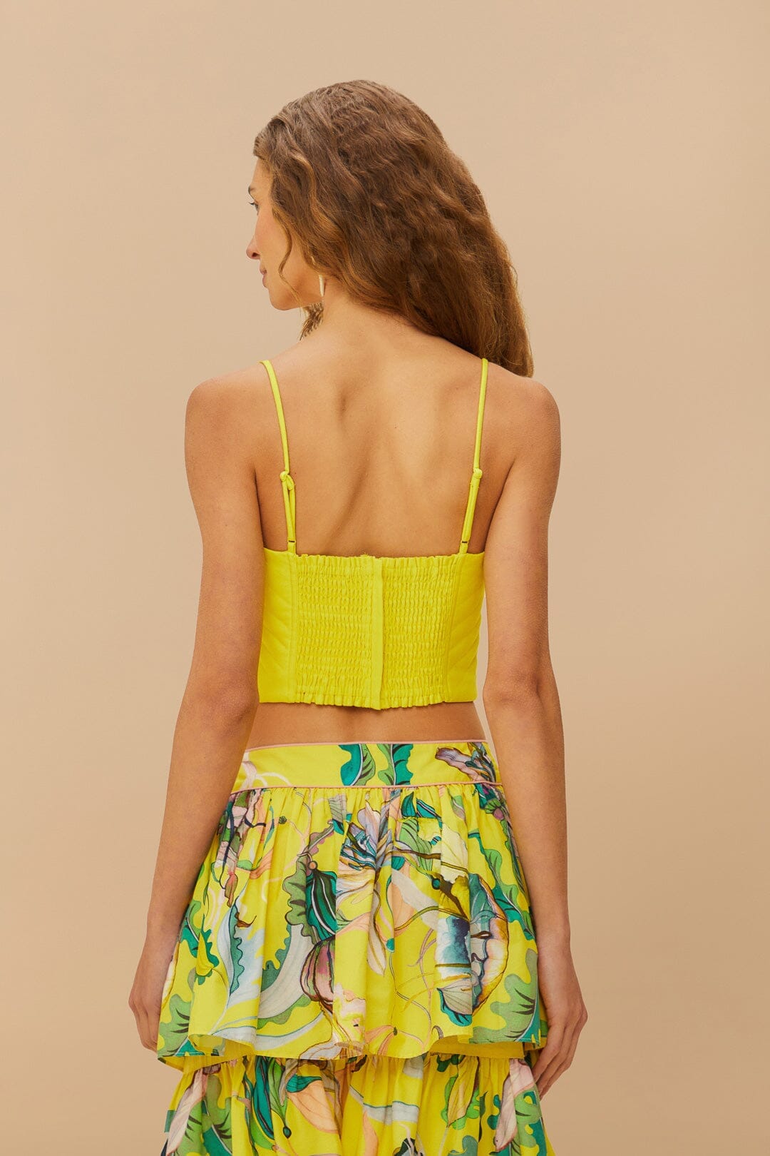 Yellow Sleeveless Shell Crop Top