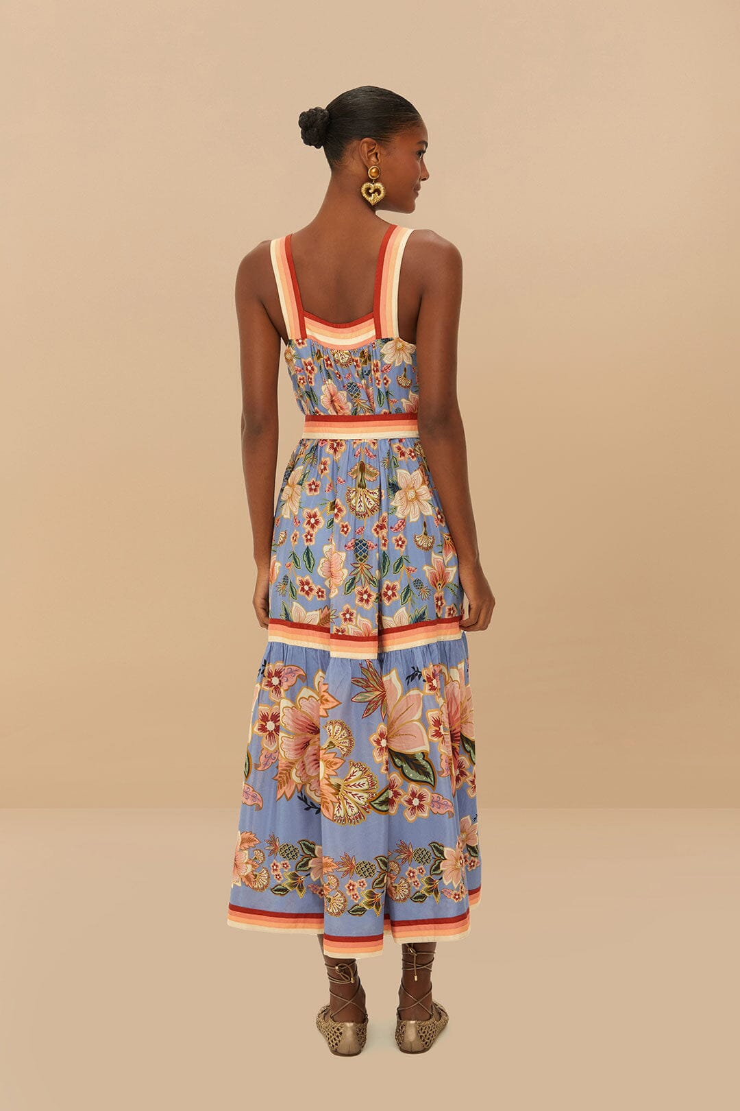 Robe longue en tapisserie bleue Superbloom
