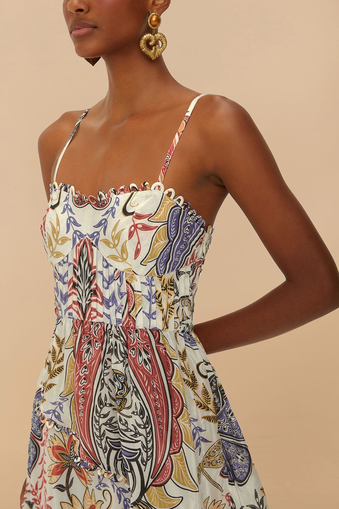 Off-White Boho Glam Loopy Trim Maxi Dress