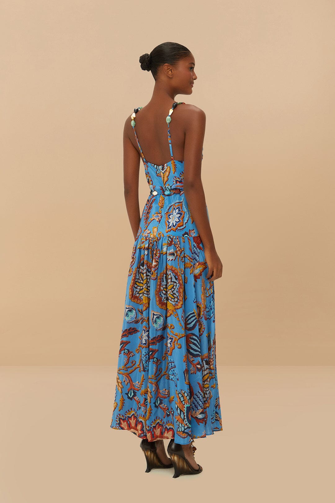 Blue Sunset Tapestry Sleeveless Midi Dress