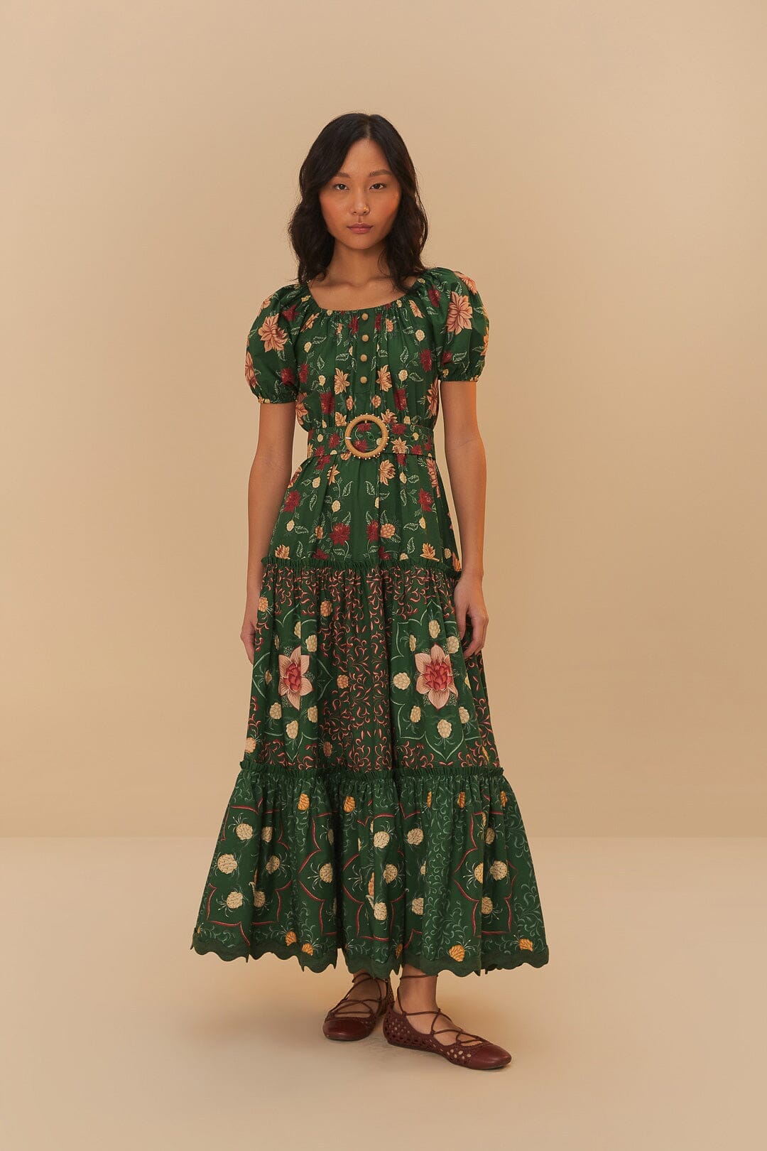 Green Pineapple Garden Organic Cotton Maxi Dress FARM Rio Green Pineapple Garden Organic Cotton Maxi Dress FARM Rio