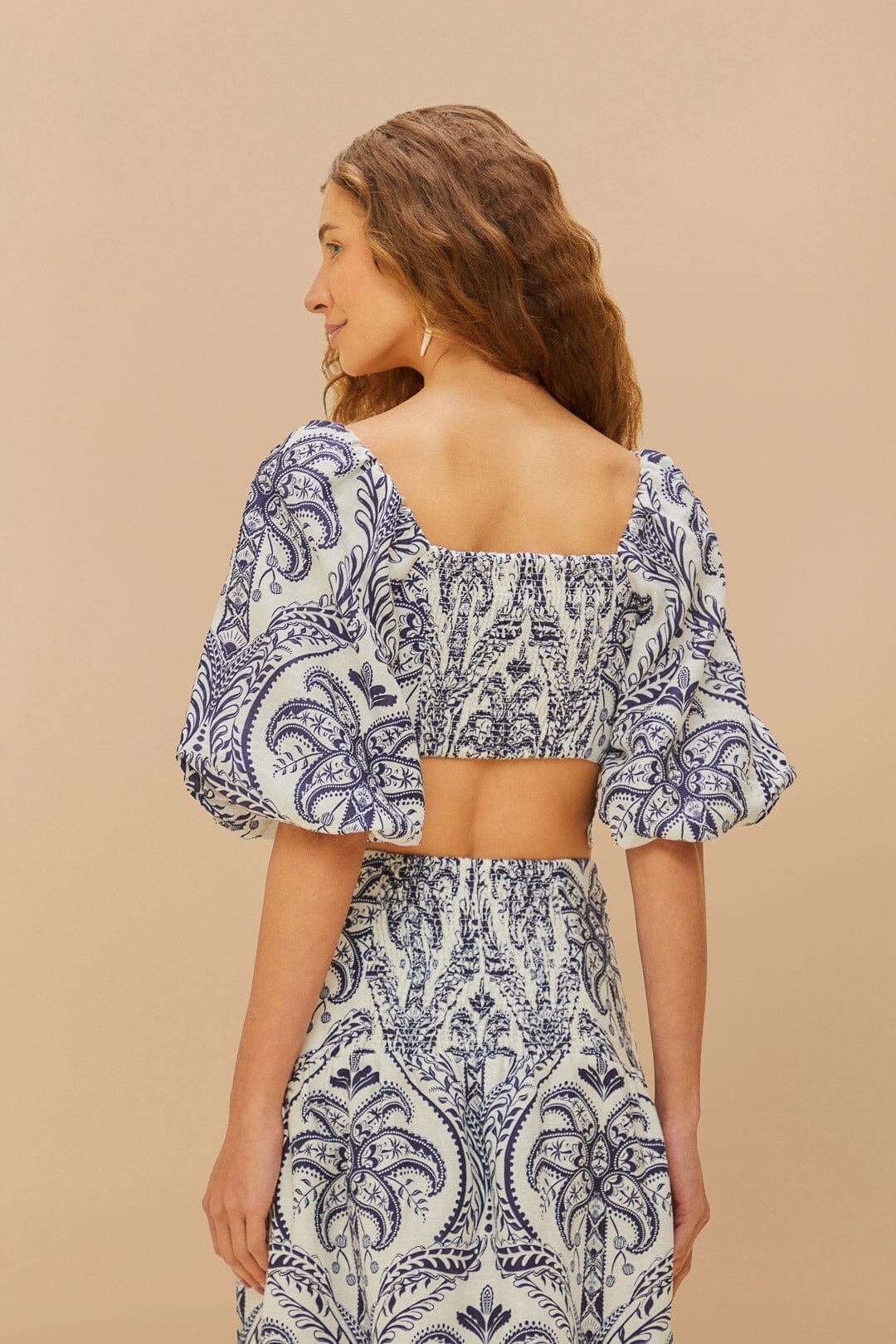 Off-White Tropical Cameo Euroflax™ Premium Linen Blouse