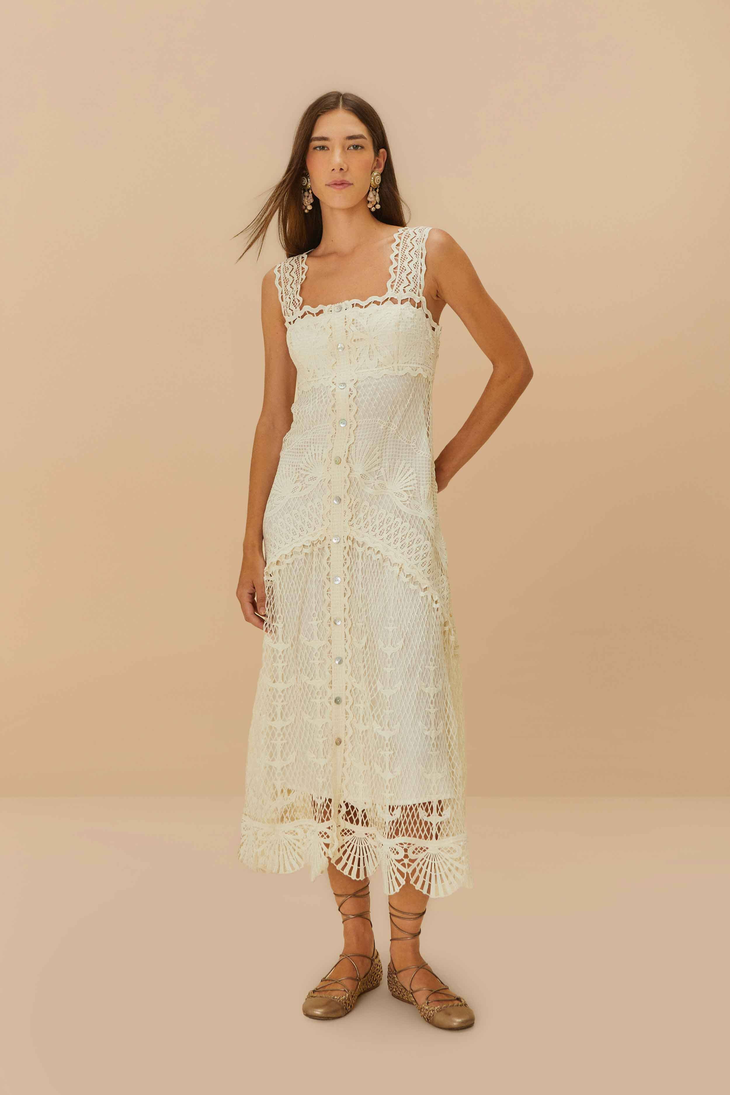 Off-White Nautical Guipure Maxi Dress FARM Rio Off-White Nautical Guipure Maxi Dress FARM Rio