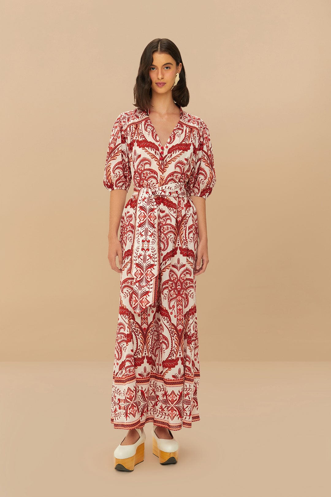 belted maxi dress Off-White Tropical Cameo Belted Maxi Dress – FARM Rio