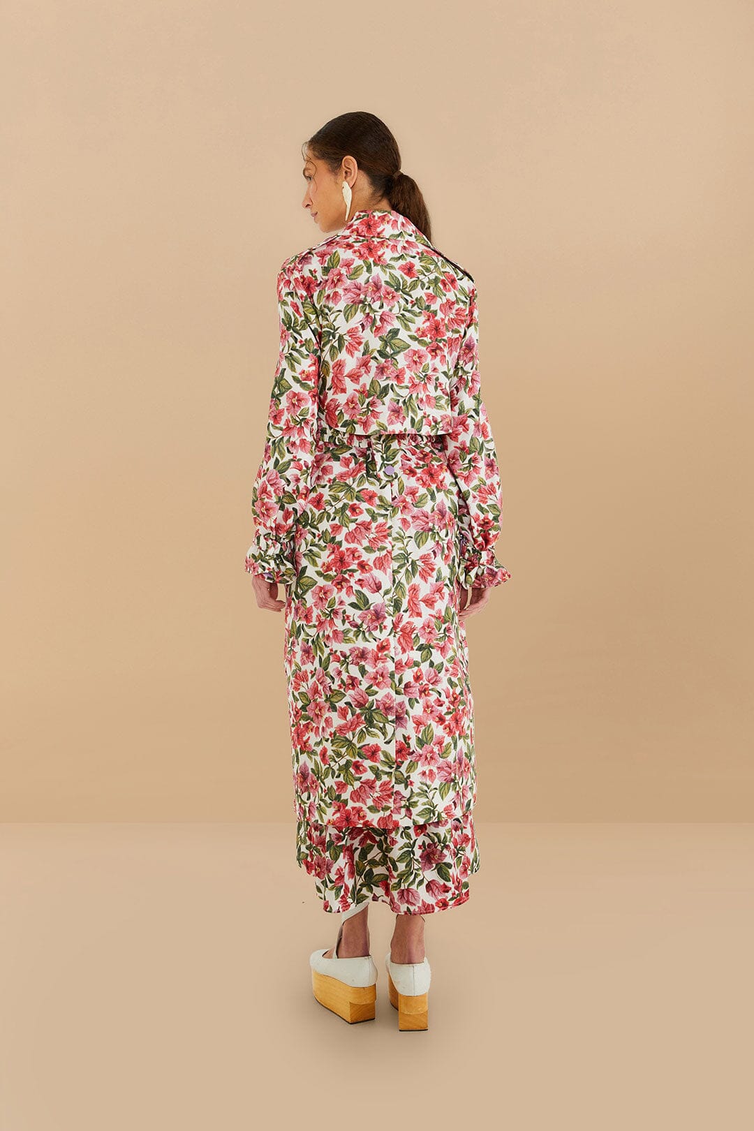 Pink Bougainvillea Oversized Trench Coat