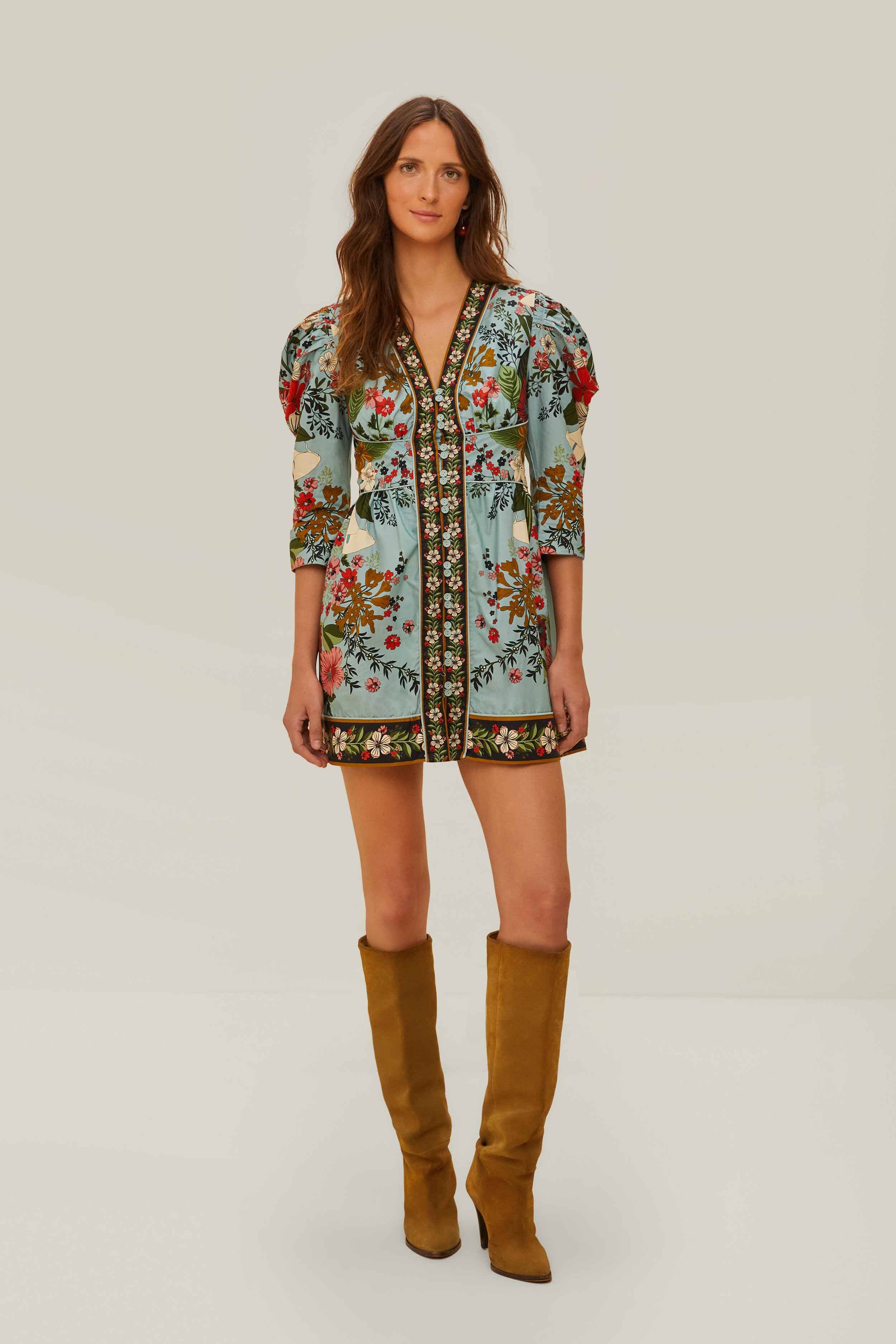 Blue Beauty Bouquet Mini Dress FARM Rio Blue Beauty Bouquet Mini Dress FARM Rio