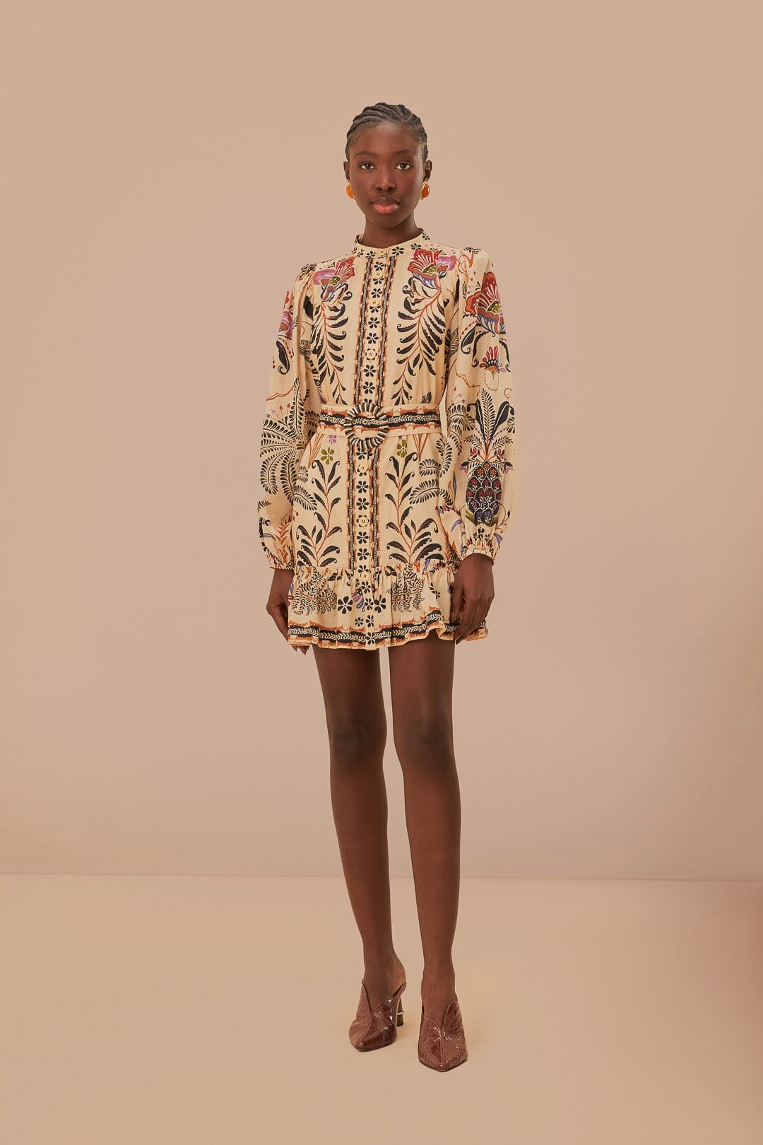Classic Nature Sand Mini Dress FARM Rio Classic Nature Sand Mini Dress FARM Rio