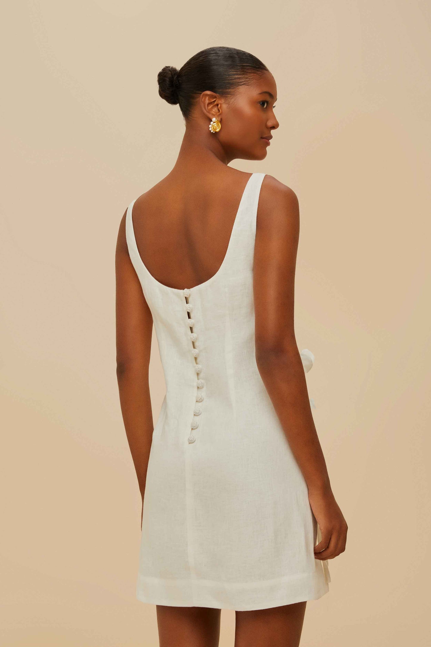 Off-White Sleeveless Euroflax™ Premium Linen Mini Dress
