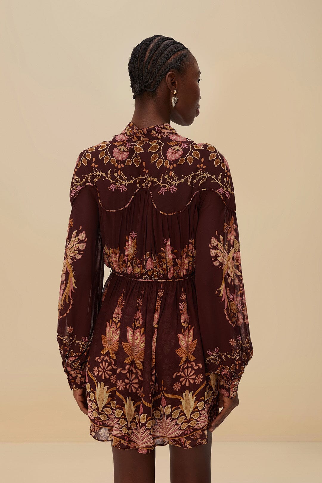 ROBE MINI BELLA BORDEAUX À ENCOLURE NOUÉE