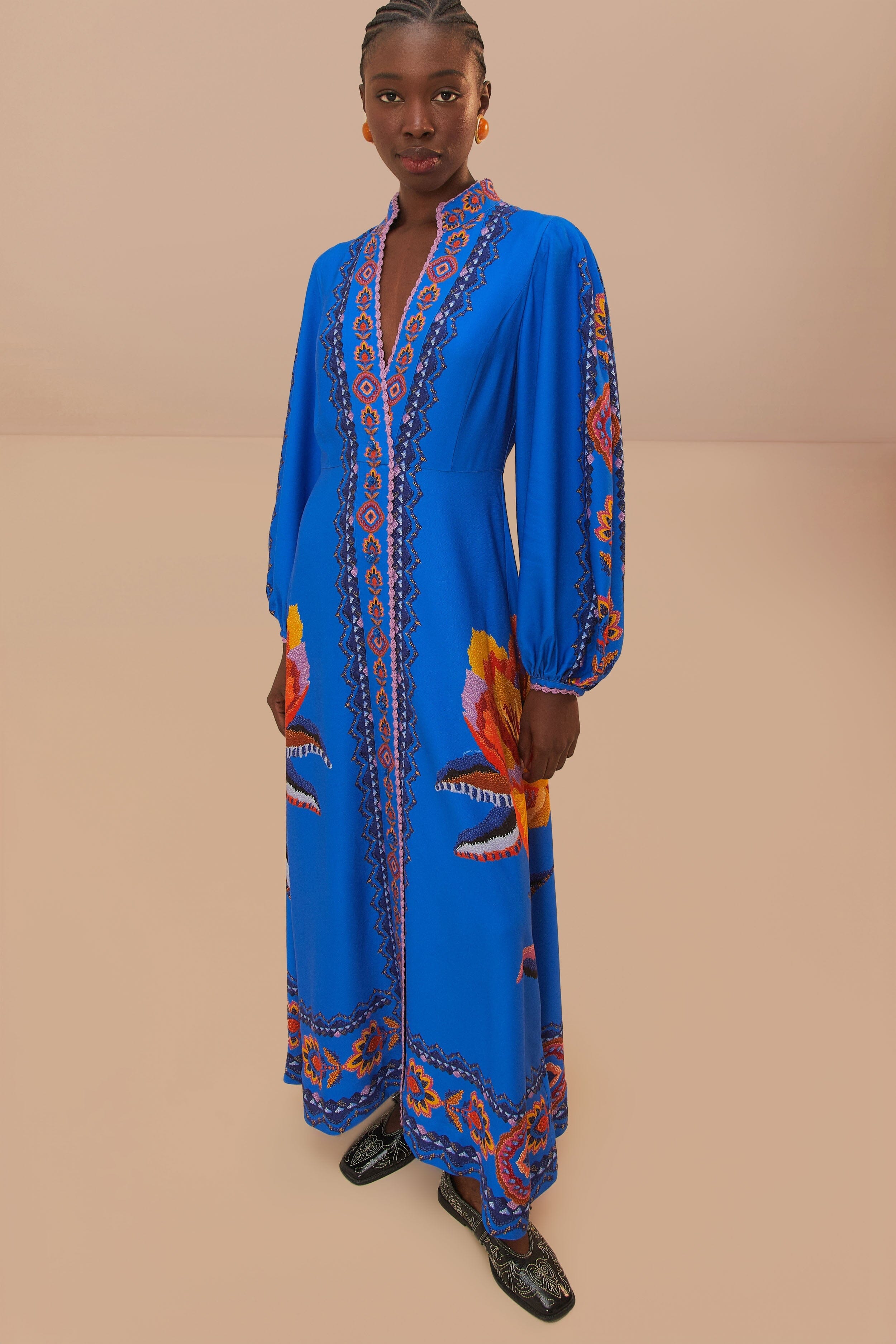 Navy Blue Lucy Floral Tapestry Maxi Dress FARM Rio Navy Blue Lucy Floral Tapestry Maxi Dress FARM Rio